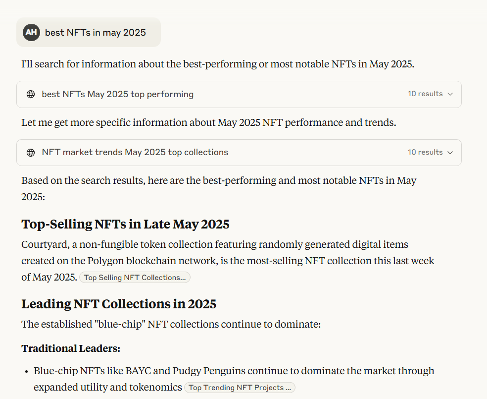 screenshot of single search results